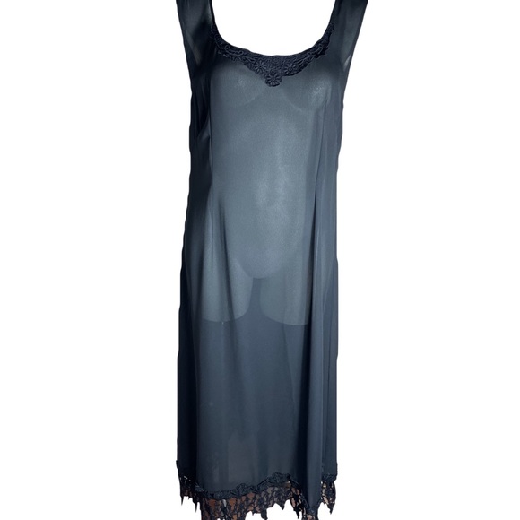 Black Lace Slip Sheer Dress - Picture 1 of 7
